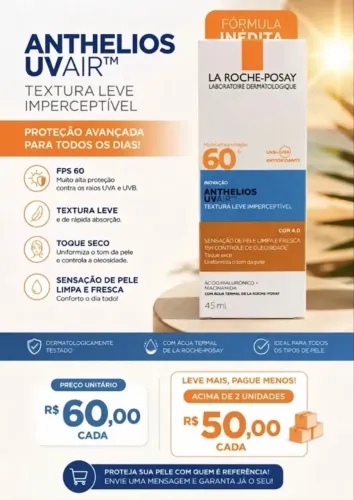 La Roche-Posay Anthelios UVAir FPS 60, cor 4.0, com 45 ml