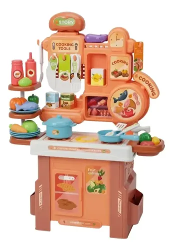 Brinquedo Cozinha Bancada Infantil Mini Chef Com 46 Peças