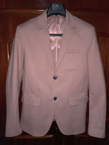 Blazer masculino slim fit na cor rosa quartzo/rosa claro