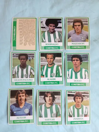 Coleção completa de cards ping pong futebol do time do Coritiba.