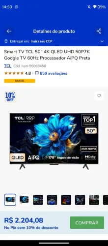 Tv smart tcl 50 polegadas