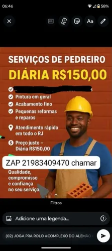 Pintura em geral faço de tudo sobre obras trabalho como ajudante de pedreiro também capino