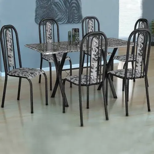 Conjunto mesa 6 Cadeiras + Pedra de Mármore 