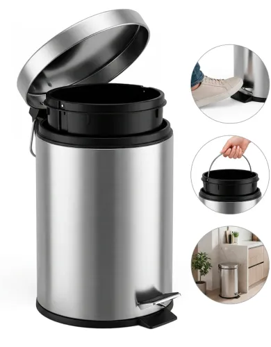 Lixeira inox 20 litros cesto removível - pequenas avarias
