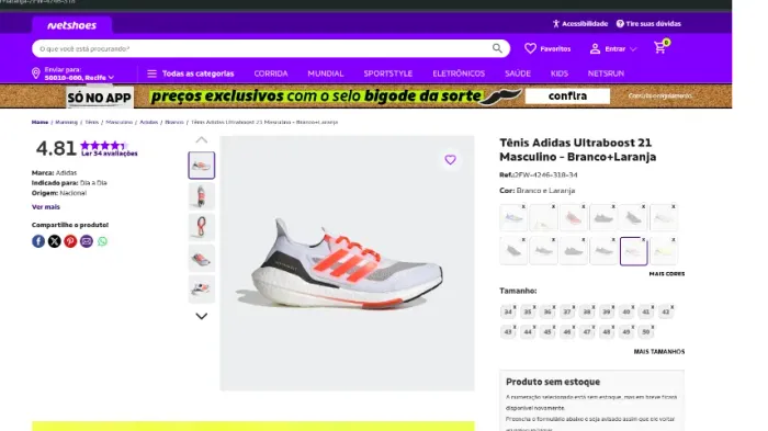 Tênis Adidas Ultraboost Tamanho 42 ORIGINAL