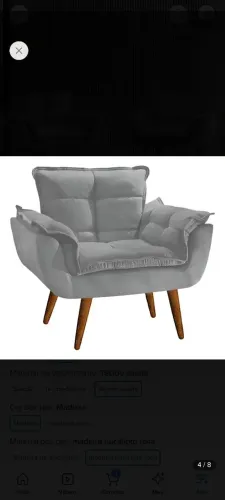 Kit 2 Poltrona Opala Para Sala Recepção Luxo Cor Cinza