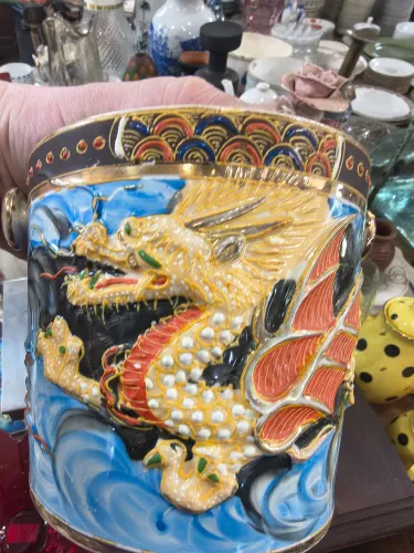 Jarra de cookies ou gelo Japonesa estilo Satsuma Vintage 1930