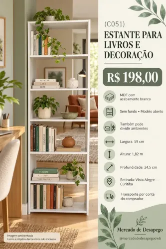 Estante para livros e decoração