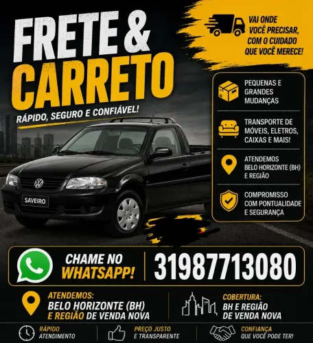 Carretos pequenos e Fretes em Venda Nova
