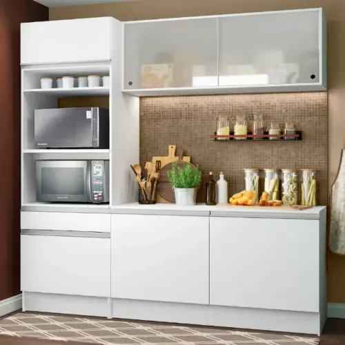 Cozinha Compacta com Balcão e Tampo - Branco em MDP