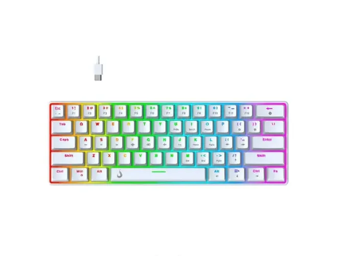 Teclado Mecânico Gamer Rise Mode GM1 White, RGB, Switch Outemu Brown