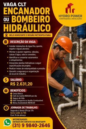 ENCANADOR OU BOMBEIRO HIDRAULICO