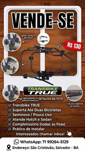 Suporte Transbike de Porta-Malas TRUE (para 2 Bicicletas) - Seminovo