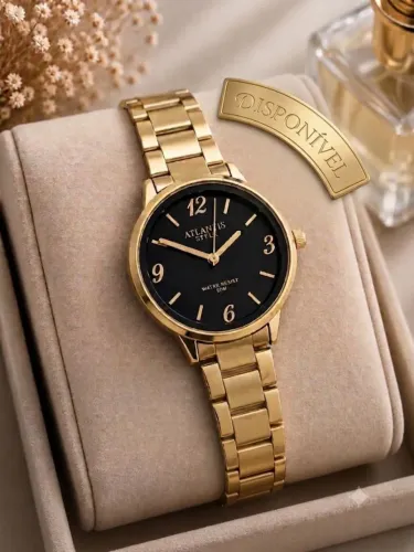 Relógio atlantis dourado