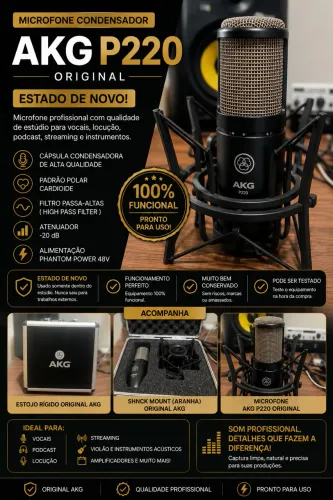 Microfone AKG P220 Condenser Cardioide