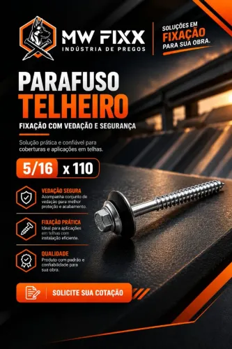 PARAFUSO TELHEIRO 5/16 X 110 MM PACOTE COM 100 UNIDADES