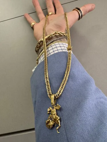 Conjunto Corrente Groumet de ouro 17.20g 18k procedência garantia eterna