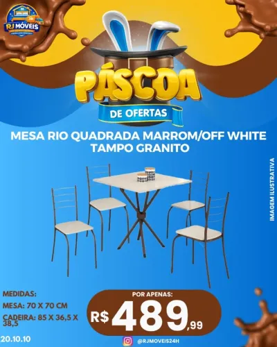 Mesa tampo granito + 4 cadeiras (Pague na entrega)