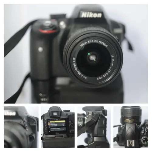 Nikon D3300 20k cliques + 18-55mm + grip vertical