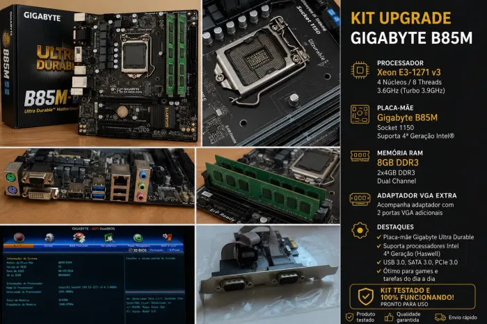 Kit Upgrade Gigabyte B85M + Xeon E3-1271 V3 + 8GB DDR3 | Testado