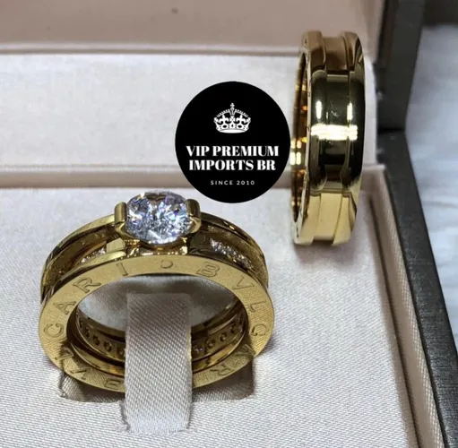 Anel bvlgari aliança de luxo com caixa original da marca 18k
