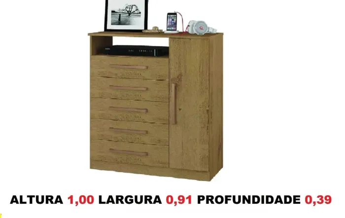 Comoda 5 gavetas com sapateira 