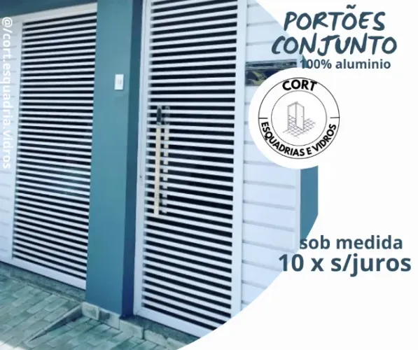 Portão de garagem e social (conjunto) - 100% alumínio - 10 x s/ juros
