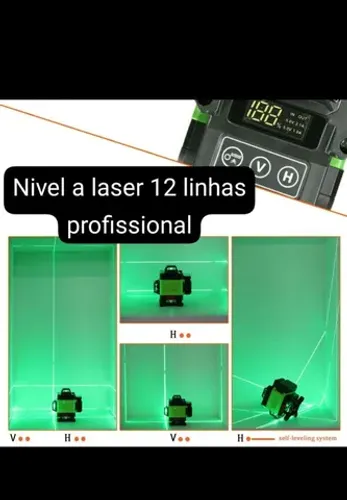 Nivel a laser 12 linhas profissionais com controle remoto 