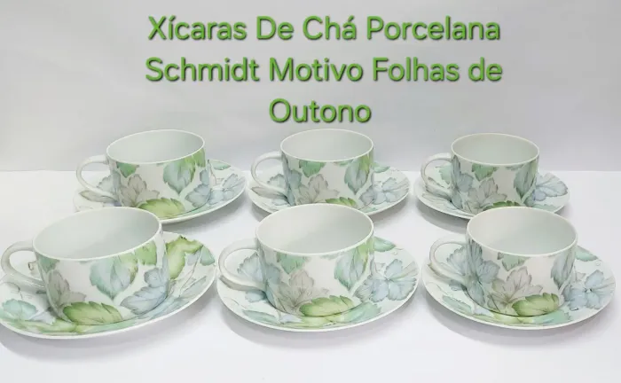 Jogo 06 Xícaras De Chá Porcelana Schmidt Folhas de Outono 
