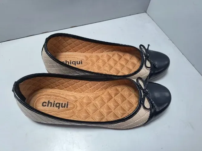 Sapatilha Metelasse Biqueira Chiqui Nude/Preto T 39