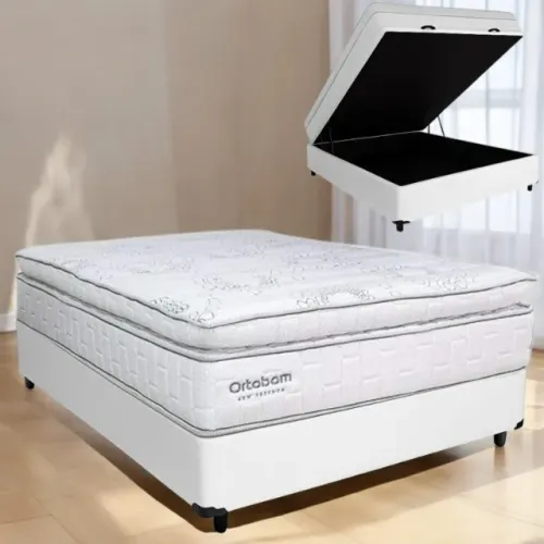 quarto base bau colchao casal ortobom