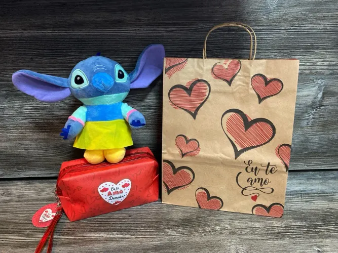 Dia dos Namorados - Kit Stitch: Pelúcia, Necessaire e Sacola Decorativa