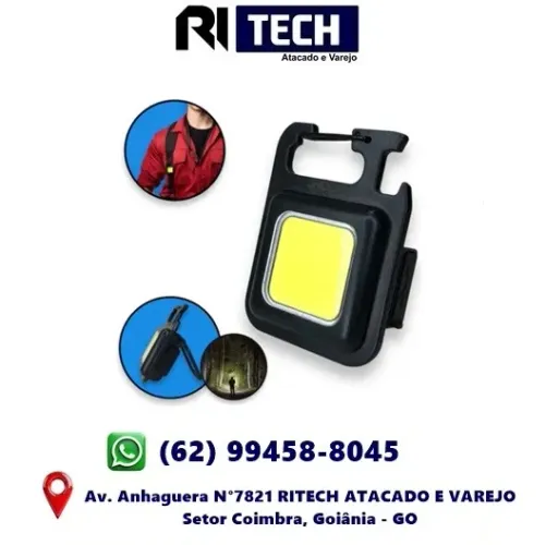 Luz De Chaveiro Cob Recarregável Mlg-151 Mosquetão Led Portátil