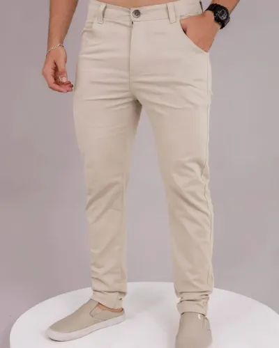 Calças Social Sport fino Masculina Bege 38 ao 46