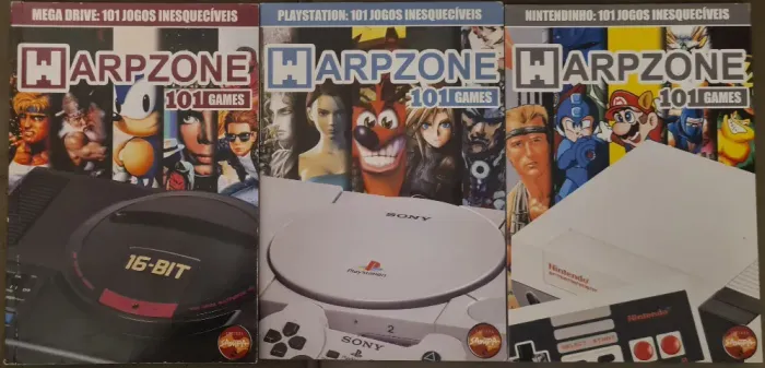 lote com 3 livros da série 101 games da warpzone: mega drive, playstation e nintendinho