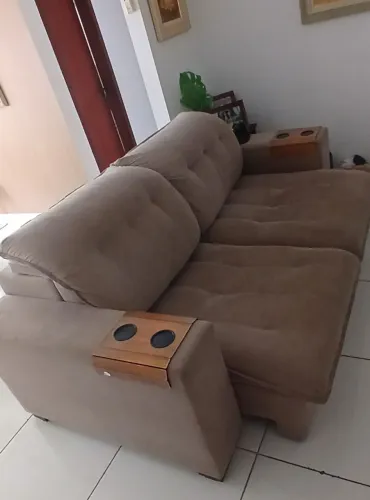 Sofá retrátil/ Lar Shopping/ 3 lugares/tecido Suede/ 2.18metros/