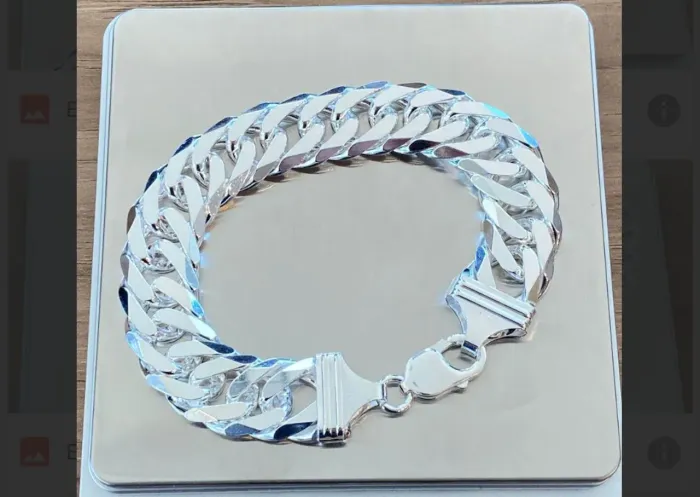 Pulseira de prata 925 elo cubano