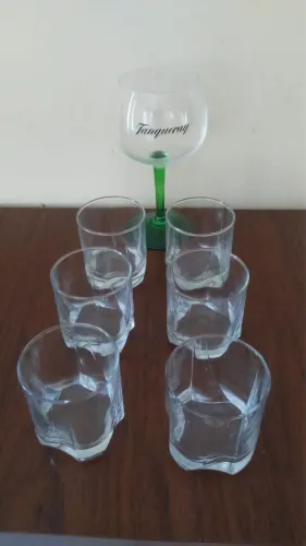 Taça Tanqueray vidro+ 6 copos vidro whisky 