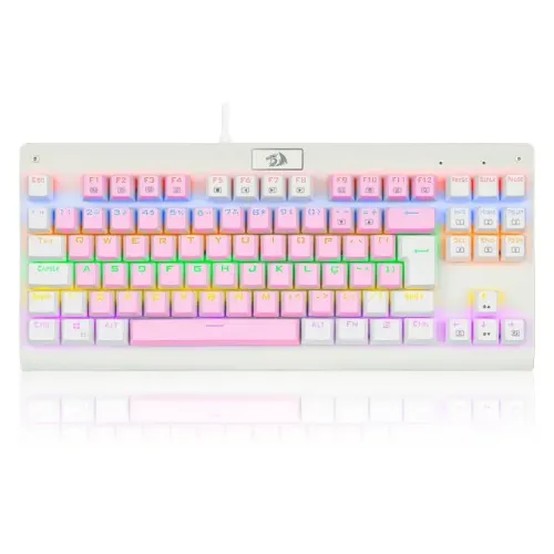 Teclado Mecânico Redragon Dark Avenger Branco e Rosa