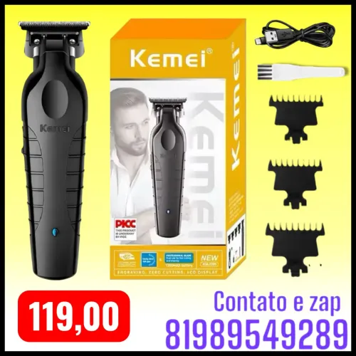 máquina de cortar cabelo profissional sem fio Kemei KM-2299.