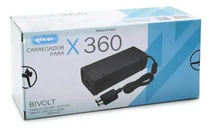 Fonte carregador para Xbox 360 Slim Kp-w013 Knup 2 pino voltagem de entrada 110V/220V bivo