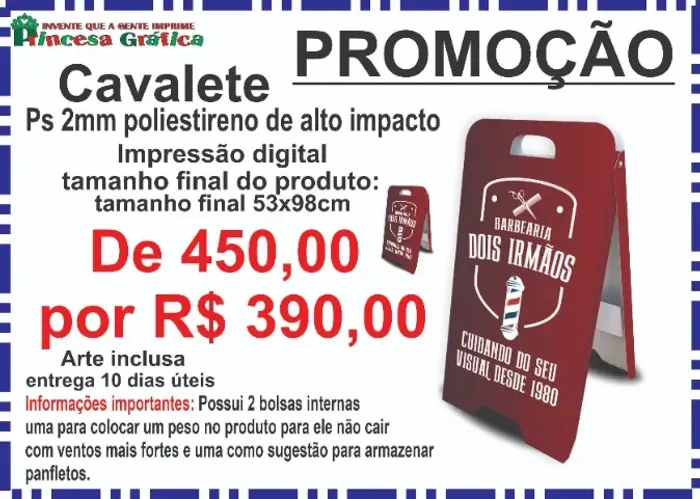 Cavalete Poliestireno Promoção