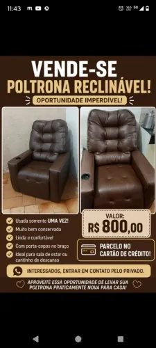 Poltrona confortável marrom
