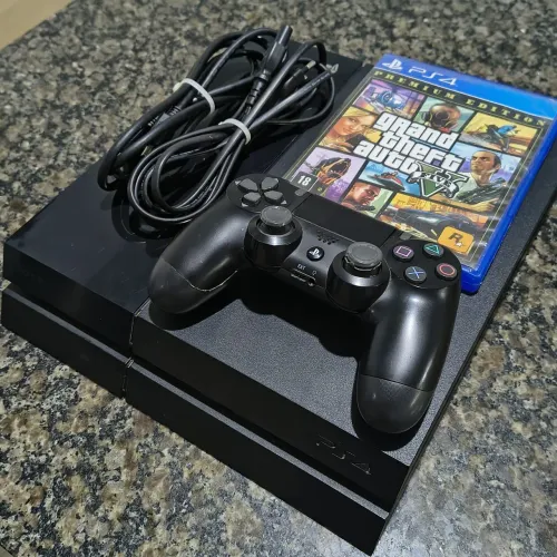 Ps4 slim 500GB acompanha 1 controle e GTA V Premium edition