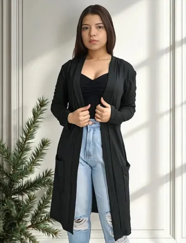 Cardigã/ Kimono Preto Plus Size