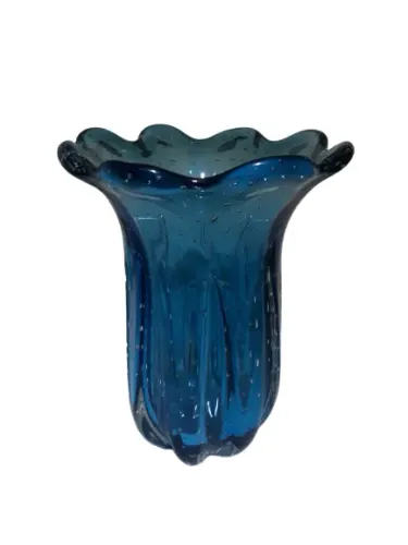 Vaso de cristal murano cor aqua marine