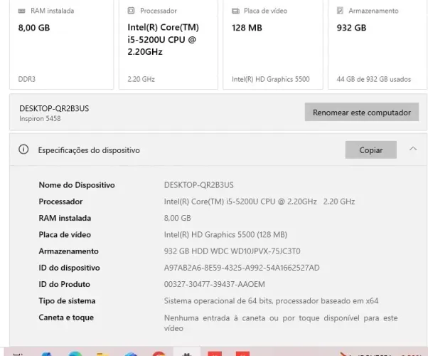 Notbook dell Inspiron 5458