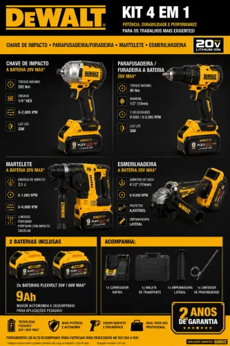 KIT DEWALT 4 EM 1 - NOVO NA CAIXA