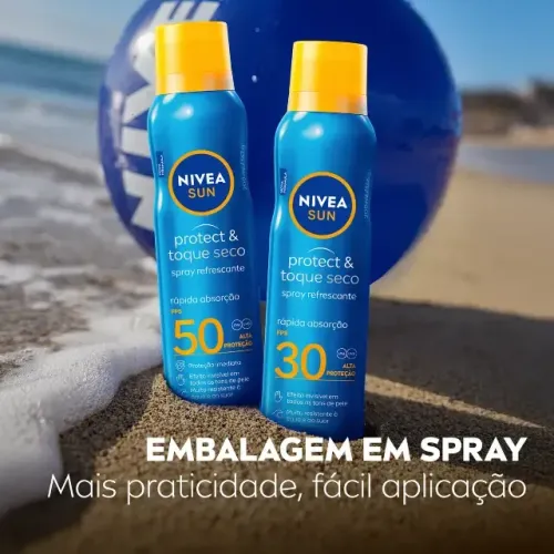 NIVEA Protetor Solar Spray Protect & Toque Seco FPS 50 200ml, Alta Proteção UVA/UVB, Efeit