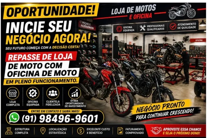 Passo loja de peça moto com oficina